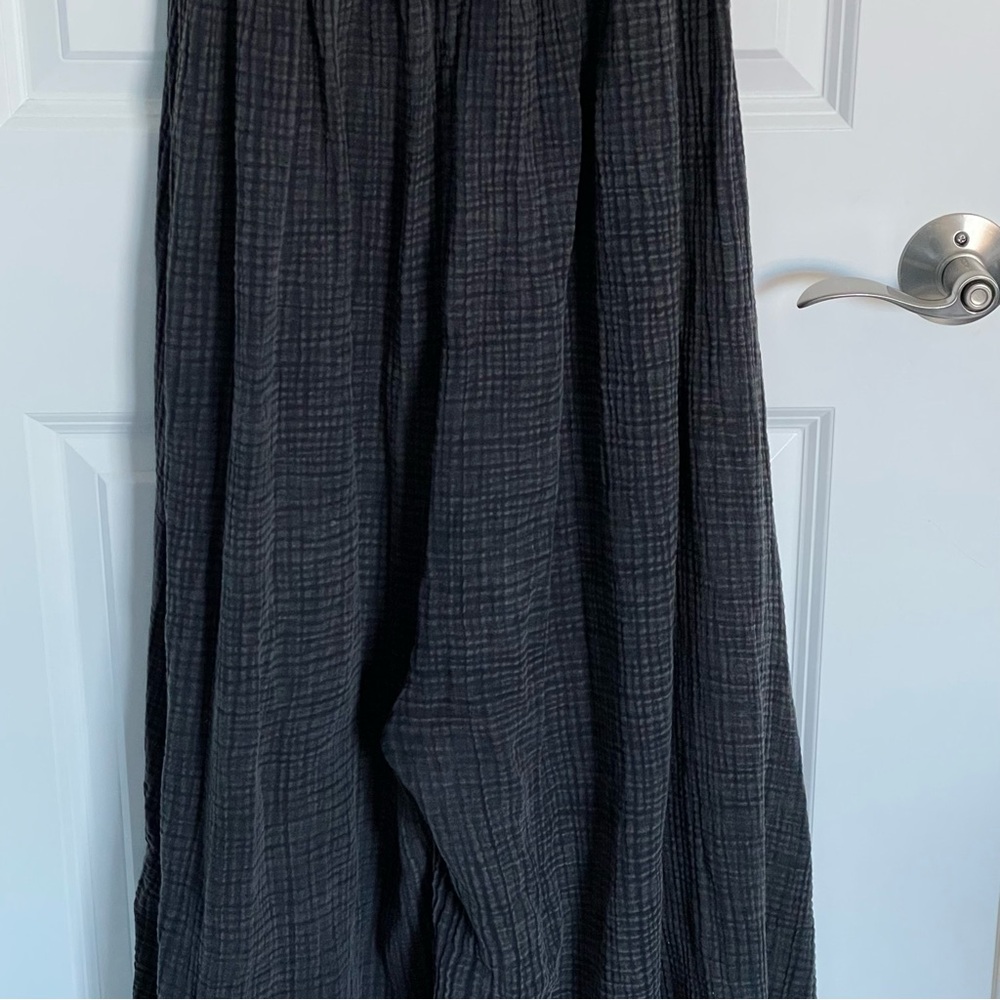Anthropologie Black Waffle Knit Linen Beach Strapless Harem Jumpsuit - 35353 - Picture 10 of 16